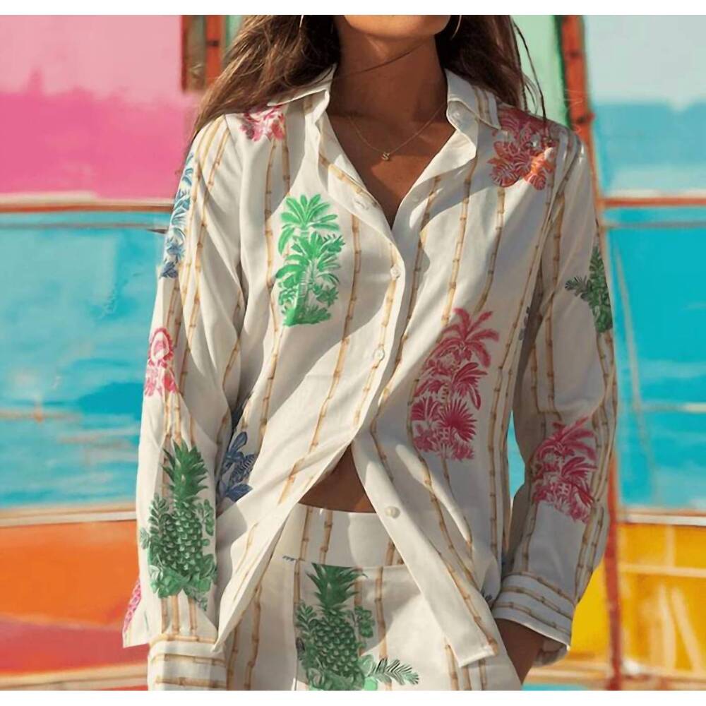 NEW VILAGALLO tea tucan shirt in bamboo print